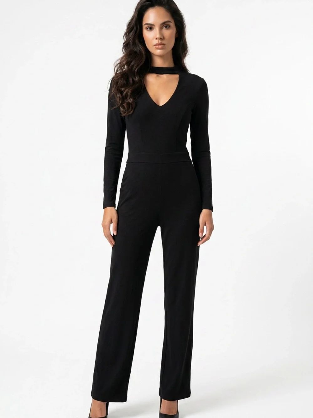 HALARA | NEW Black Long-Sleeve Jumpsuit Cutout Neck Women’s Size Small